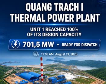 Unit 1 of Quang Trach I thermal power plant reaches 100% of its design capacity